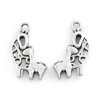 Dije Jirafas Madre y Bebé en Relieve Estilo Tibetano Tono Plata Envejecida 20x12mm | 12 uds