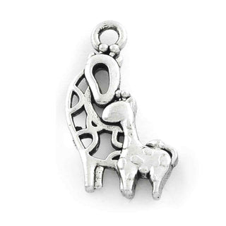 Dije Jirafas Madre y Bebé en Relieve Estilo Tibetano Tono Plata Envejecida 20x12mm | 12 uds