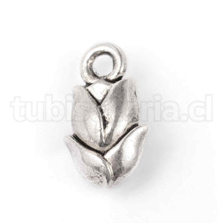 Colgante de aleación estilo tibetano, tulipán, 14x8x5 mm, agujero: 2 mm.