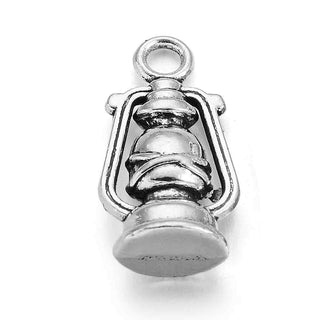 Dije Linterna Farolillo Tridimensional Estilo Tibetano Tono Plata Envejecida 20x10mm | 7 uds