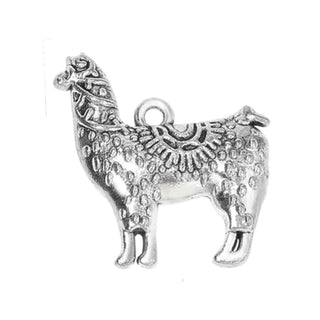 Dije Figura Llama Alpaca en Relieve Estilo Tibetano Tono Plata Envejecida 25x22mm | 3 uds
