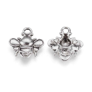 Dije Abeja en Relieve Estilo Tibetano Tono Plata Envejecida 25x22mm | 3 uds