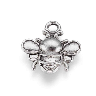 Dije Abeja en Relieve Estilo Tibetano Tono Plata Envejecida 25x22mm | 3 uds