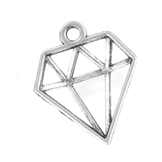 Dije Diamante Geométrico Tridimensional Hueco Estilo Tibetano Tono Plata Envejecida 19x16mm | 12 uds