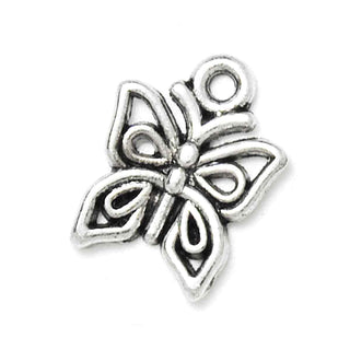 Dije Forma de Mariposa Estilo Tibetano Tono Plata Envejecida 15x12mm | 10 uds