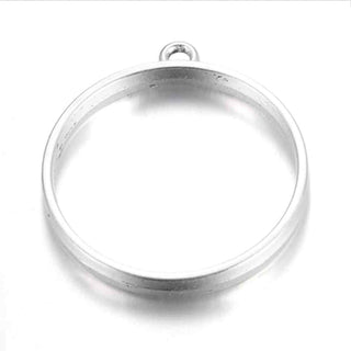Bisel Redondo para Cabujón o Resina 30mm Estilo Tibetano Tono Plata Envejecida 37x33mm | 3 uds