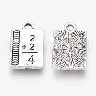 Colgantes de aleación estilo tibetano, libro o cuaderno color plata envejecida, tamaño 17x10.5x2mm.
