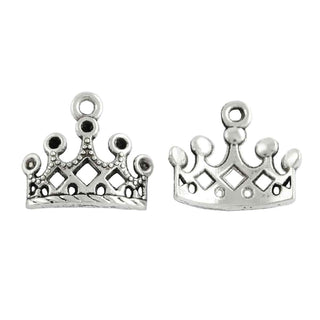 Dije Corona Texturada con Espacios para Diamantes de Imitación 1mm Estilo Tibetano Tono Plata Envejecida 12x13mm | 10 uds