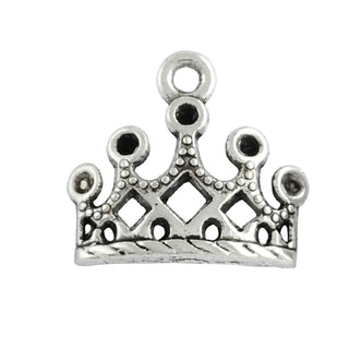 Dije Corona Texturada con Espacios para Diamantes de Imitación 1mm Estilo Tibetano Tono Plata Envejecida 12x13mm | 10 uds