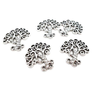 Colgante Enlace Árbol de la Vida en Relieve Estilo Tibetano Tono Plata Envejecida 28.5x27mm | 3 uds
