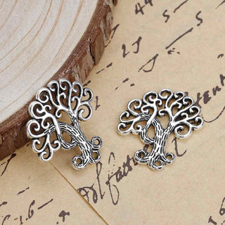 Colgante Enlace Árbol de la Vida en Relieve Estilo Tibetano Tono Plata Envejecida 28.5x27mm | 3 uds
