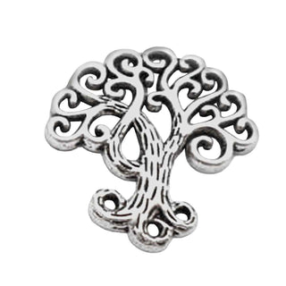 Colgante Enlace Árbol de la Vida en Relieve Estilo Tibetano Tono Plata Envejecida 28.5x27mm | 3 uds