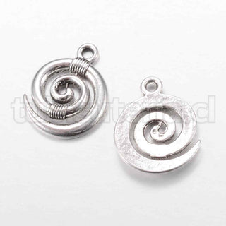 Colgante de aleación estilo tibetano, espiral, vortex, vórtice, 35×28.5×2.5mm.