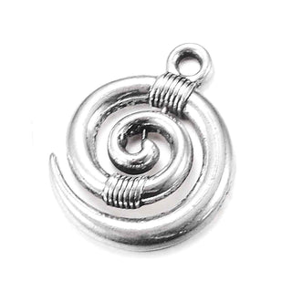 Dije Espiral Curvo Plano Estilo Tibetano Tono Plata Envejecida 19x15mm | 5 uds