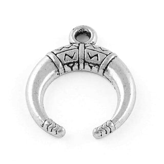 Dije Luna Creciente Cóncava Estilo Tibetano Tono Plata Envejecida 18.5x15mm | 4 uds