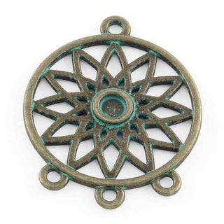 Enlace Araña Atrapasueños 1/3 Loop Tono Bronce Oxidado Verde 33x26,5x2mm | 2 uds