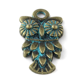Dije Búho de Aleación Tono Bronce Oxidado 19,5x10,5x2mm | 9 uds