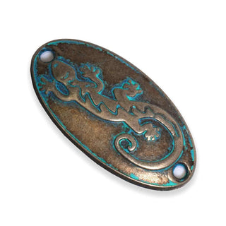 Dije Enlace Ovalado con Lagartija Étnica de Aleación Tono Bronce Oxidado 32x11mm | 2 uds