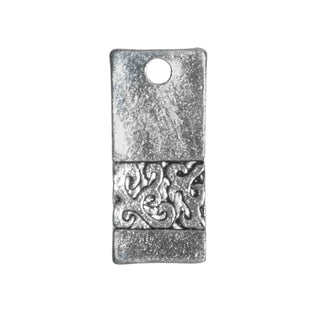 Dije Placa Rectangular Plana con Filigrana Floral Estilo Tibetano Tono Plata Envejecida 26x11mm | 5 uds
