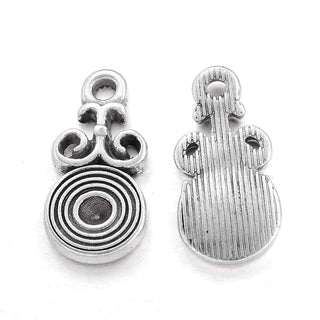 Mini Dije con Volutas y Base para Strass 2.5mm Estilo Tibetano Tono Plata Envejecida 16.5x8.5mm | 4 uds