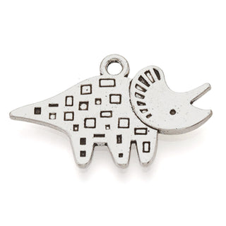 Dije Dinosaurio Ceratópsido Estilo Tibetano Tono Plata Envejecida 27.5x16.5mm | 2 uds