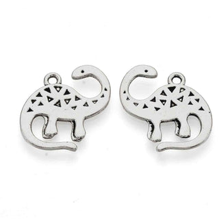 Dije Dinosaurio Brontosaurio Estilo Tibetano Tono Plata Envejecida 23x20.5mm | 2 uds