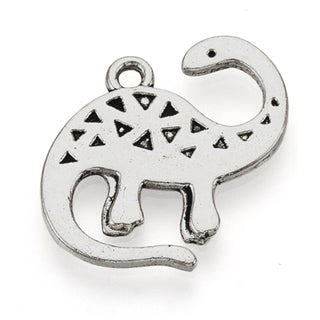 Dije Dinosaurio Brontosaurio Estilo Tibetano Tono Plata Envejecida 23x20.5mm | 2 uds