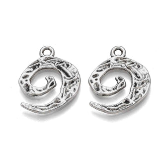Dije Espiral Texturada Estilo Tibetano Tono Plata Envejecida 21x17mm | 7 uds