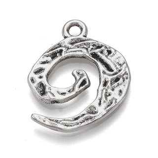 Dije Espiral Texturada Estilo Tibetano Tono Plata Envejecida 21x17mm | 7 uds