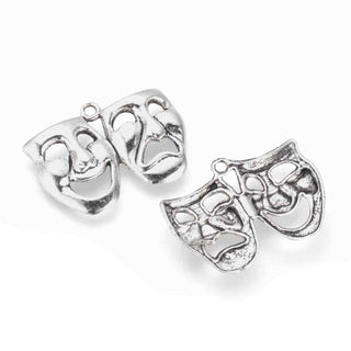 Dije Máscara de Carnaval Veneciano Tono Plata Envejecida 31x22.5mm | 4 uds