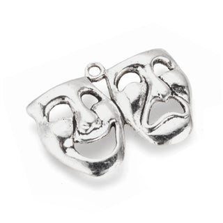 Dije Máscara de Carnaval Veneciano Tono Plata Envejecida 31x22.5mm | 4 uds