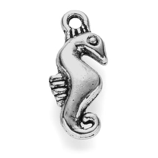Dije Caballito de Mar Tridimensional Estilo Tibetano Tono Plata Envejecida 17x7mm | 6 uds
