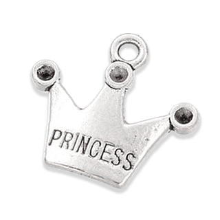Dije Corona Real con Cavidades para Estrás Tono Plata Envejecida 19x17mm | 6 uds