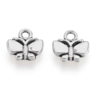 Dije Mariposa Estilo Tibetano Tono Plata Envejecida 10x10mm | 15 uds