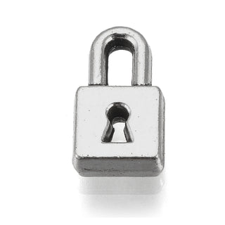 Mini Dije Candado Tono Plata Envejecida 9x5mm | 16 uds