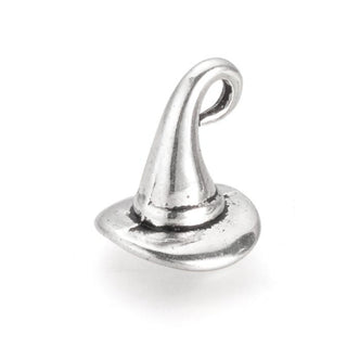 Dije Sombrero de Bruja Tono Plata Envejecida 11x11mm | 8 uds