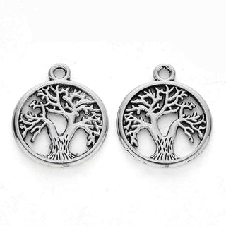Dije Árbol de la Vida Calado Tono Plata Envejecida 18.5x15.5mm | 10 uds