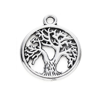 Dije Árbol de la Vida Calado Tono Plata Envejecida 18.5x15.5mm | 10 uds