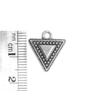 Dije Triángulo Geométrico Estilo Tibetano Tono Plata Envejecida 16x15mm | 12 uds