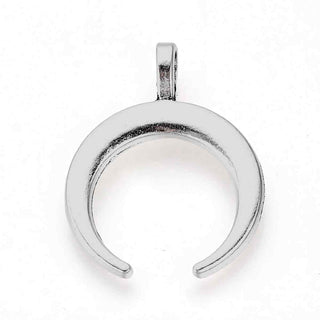 Dije Luna Creciente Invertida Doble Cuerno Tono Plata Envejecida 33.5x26mm | 3 uds