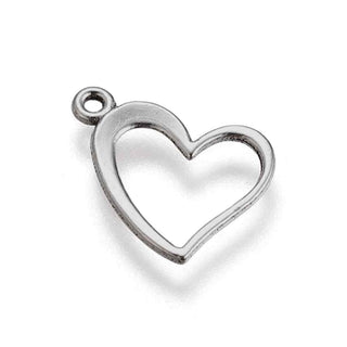 Dije Corazón Calado Tono Plata Envejecida 15x13mm | 11 uds