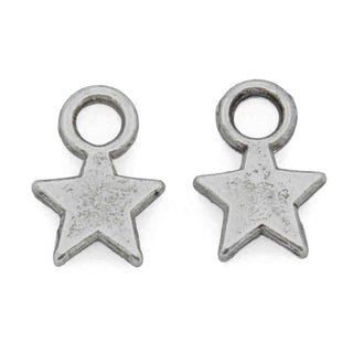 Dije de Estrella Tono Plata Envejecida 10x8mm | 25 uds