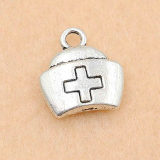 Dije Cofia de Enfermera Estilo Tibetano Tono Plata Envejecida 13x12mm | 6 uds