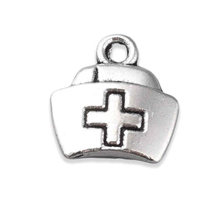 Dije Cofia de Enfermera Estilo Tibetano Tono Plata Envejecida 13x12mm | 6 uds