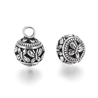 Dije Esférico de Mariposas caladas Tono Plata Envejecida 15x11mm | 1 ud