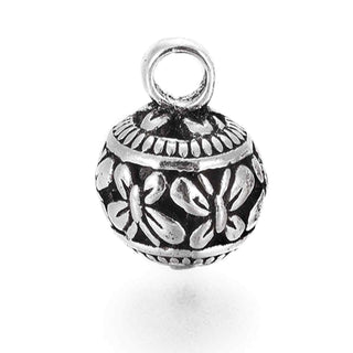 Dije Esférico de Mariposas caladas Tono Plata Envejecida 15x11mm | 1 ud