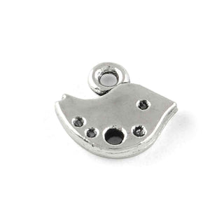 Dije Pajarito Tono Plata Envejecida 10x9.5mm | 16 uds