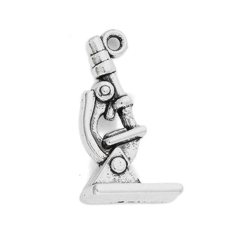 Dije Microscopio Tono Plata Envejecida 20.8x11.4mm | 4 uds