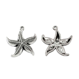 Dije Estrella de Mar Tono Plata Envejecida 25.5x23.4mm | 4 uds
