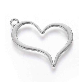 Dije Corazón Calado Hueco color Plata Envejecida 38x28mm | 2 uds